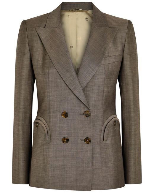 Blazé Milano Green Charmer Double-Breasted Wool-Blend Blazer