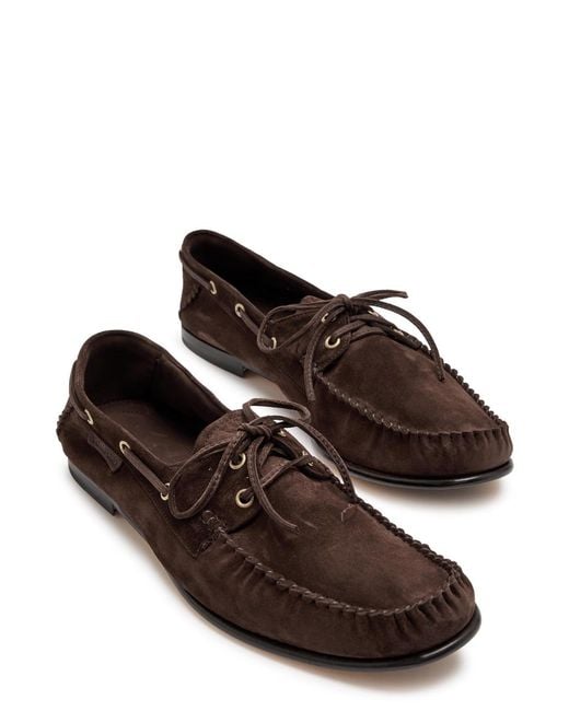 Tom Ford Brown Theo Suede Boat Shoes for men