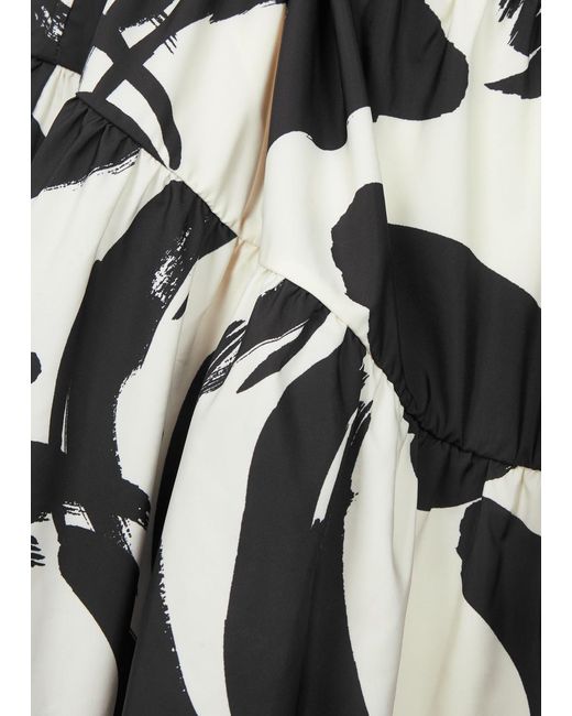 Rebecca Vallance White Pompidou Printed Taffeta Maxi Dress