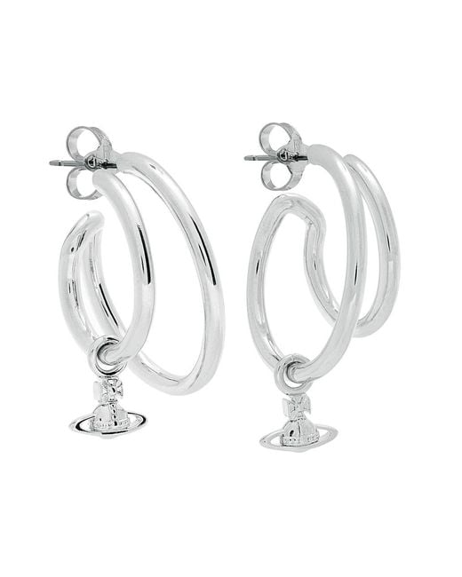 Vivienne Westwood White Ronda Layered Hoop Earrings