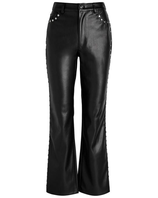 Never Fully Dressed Black Stud-Embellished Faux Leather Trousers
