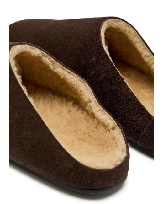 The Row Brown Hudson Suede Sliders