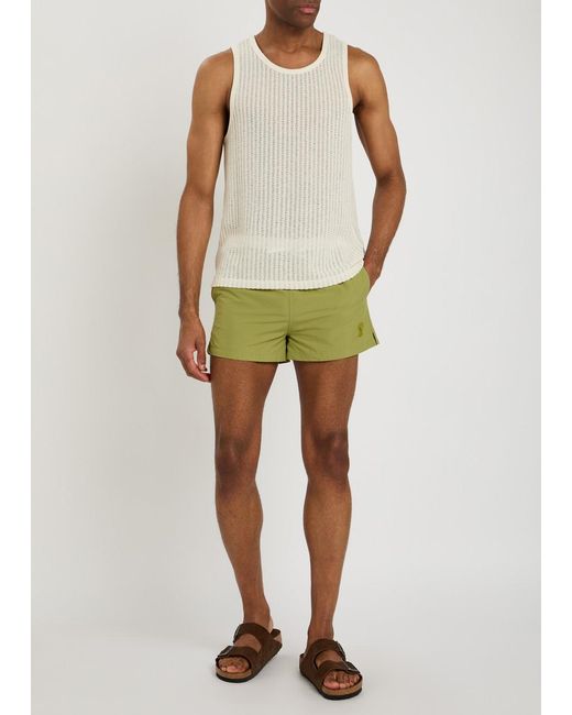 AMI Green Logo-Appliquéd Woven Swim Shorts for men