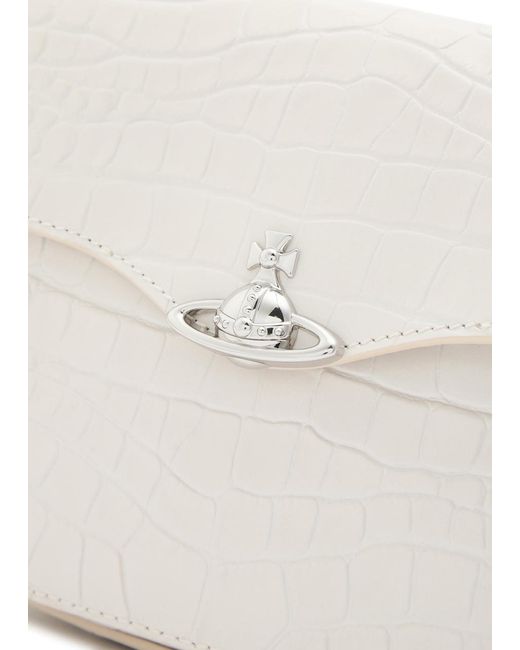 Vivienne Westwood White Hunter Crocodile-Effect Leather Cross-Body Bag