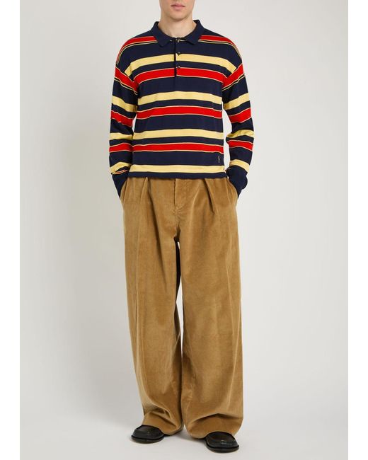 J.W. Anderson Blue Striped Knit Polo Shirt for men