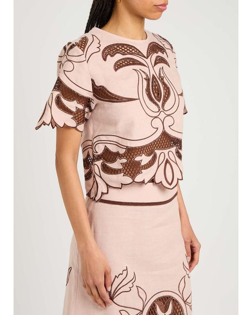 Lug Von Siga Pink Dakota Embroidered Linen Top