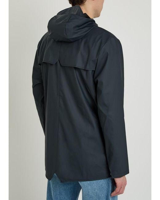 Rains Blue Short Matte Waterproof Raincoat for men