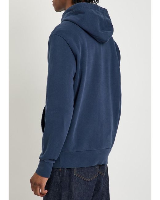 Polo Ralph Lauren Blue Logo-Embroidered Hooded Cotton Sweatshirt for men