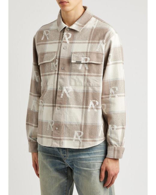 Represent Natural Logo-print Checked Flannel Shirt for men