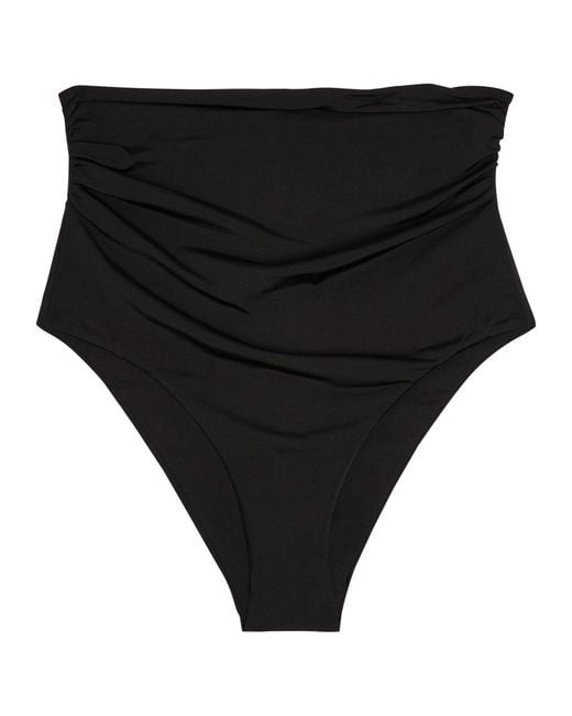 Max Mara Black Ruched High-Waisted Stretch-Polyamide Bikini Briefs