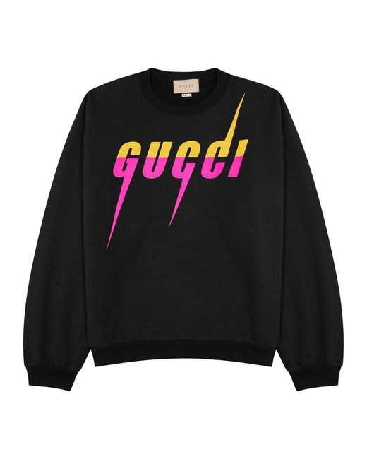 Gucci Black Blade Logo Cotton Sweatshirt for men