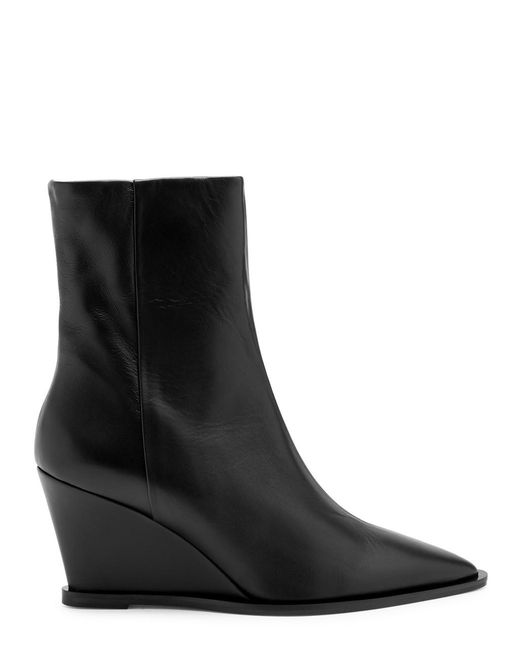 Atp Atelier Black Pratella Leather Wedge Ankle Boots
