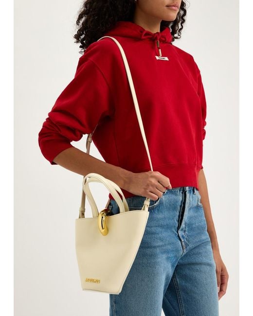 Jacquemus White Le Petit Bambola Leather Bucket Bag