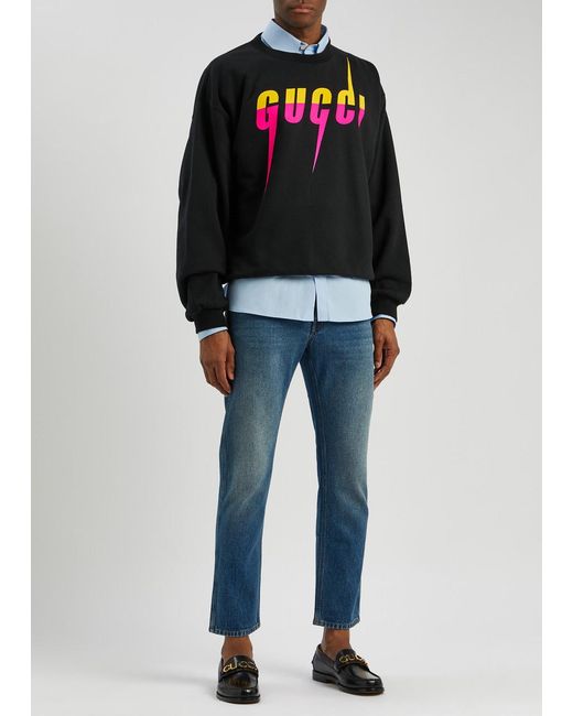 Gucci Black Blade Logo Cotton Sweatshirt for men