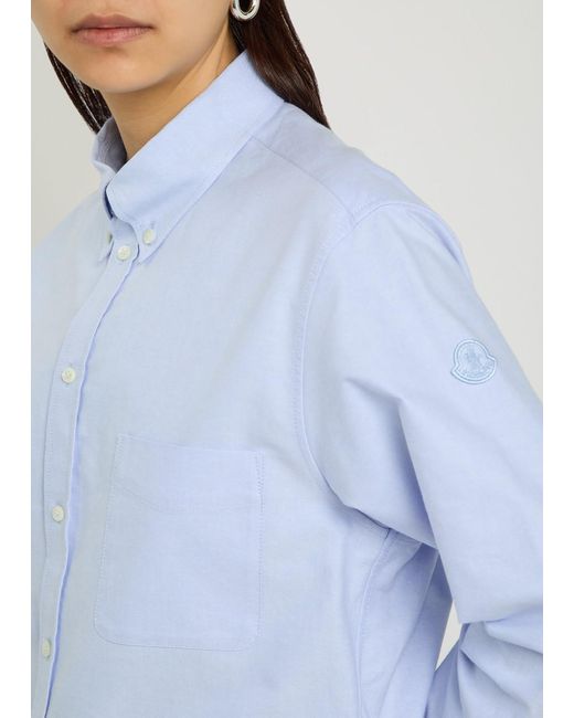 Moncler Blue Logo-Appliquéd Cotton Shirt