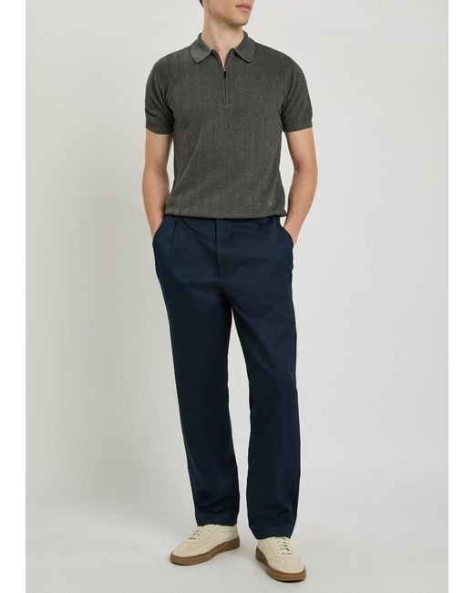 Emporio Armani Gray Fine-Knit Cotton Polo Shirt for men