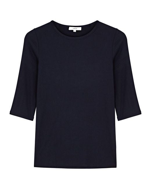 Vince Blue Ribbed Stretch-jersey Top