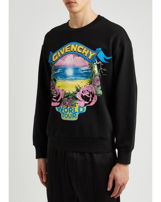 Givenchy Black World Tour Printed Cotton Sweatshirt for men