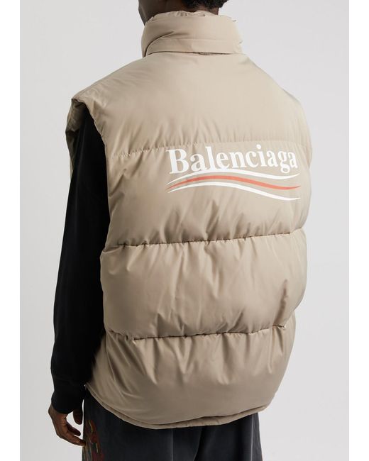 Balenciaga Natural Political Quilted Shell Gilet for men