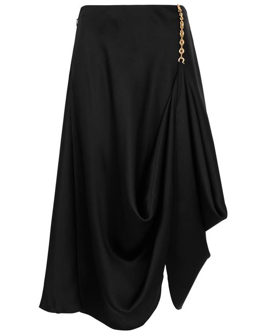 Loewe Black Embellished Silk-satin Midi Skirt