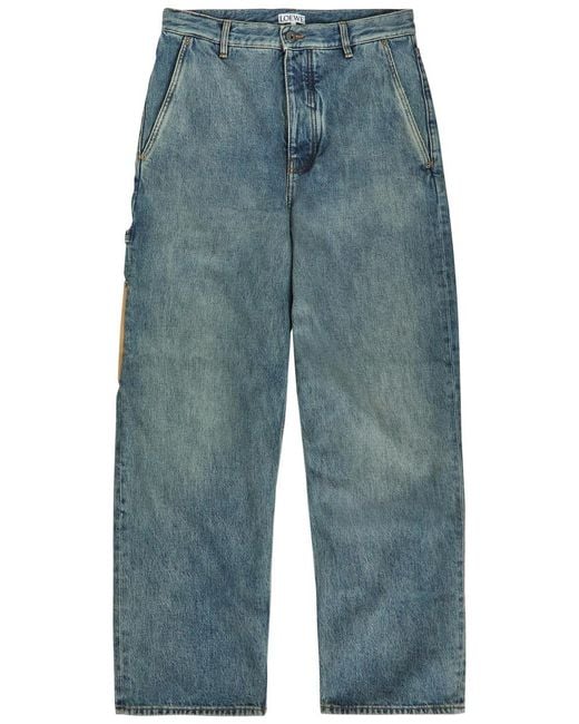 Loewe Blue Panelled Straight-Leg Jeans for men
