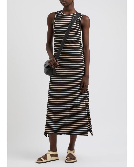 Rails Black Striped Brushed Cotton Midi Dress