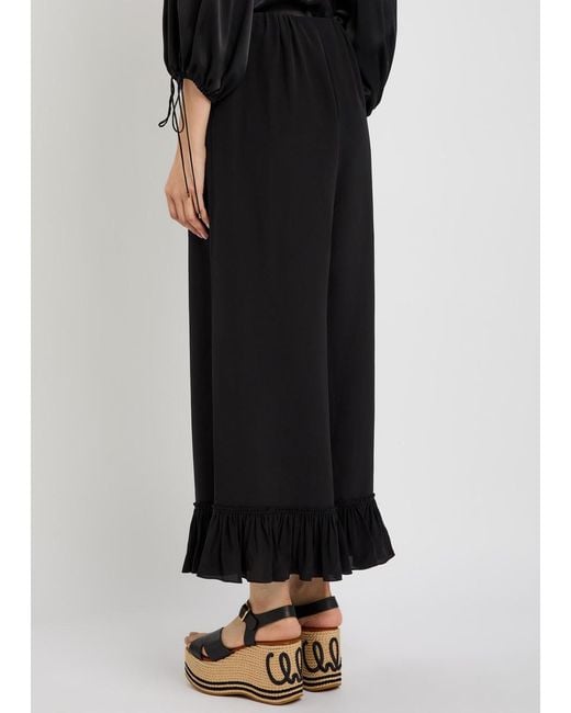 Chloé Black Frill Silk-Georgette Culottes