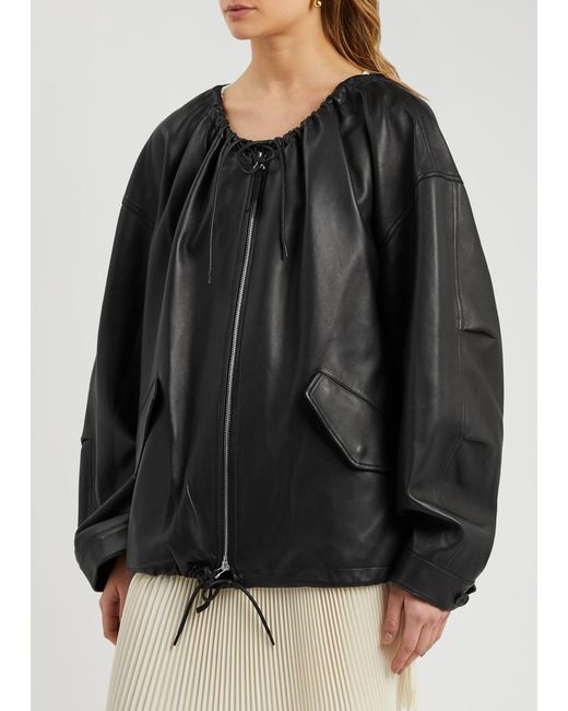 Helmut Lang Black Drawstring Leather Jacket