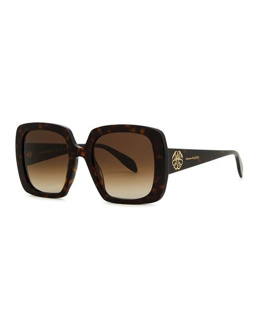 Alexander McQueen Brown Oversized Square-frame, Designer Sunglasses,