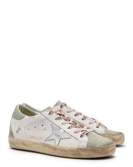 Golden Goose Deluxe Brand White Superstar Distressed Leather Sneakers