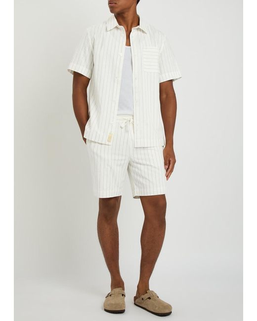 CHE White Franklin Striped Cotton And Linen-Blend Shirt for men