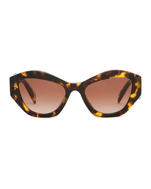 Prada Brown Cat-Eye Sunglasses, Designer-Engraved Graduated Lenses, Designer-Stamped Arms, 100% Uv Protection