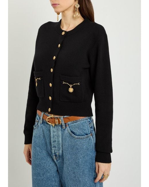 Chloé Black Embellished-Pocket Wool And Cashmere-Blend Cardigan