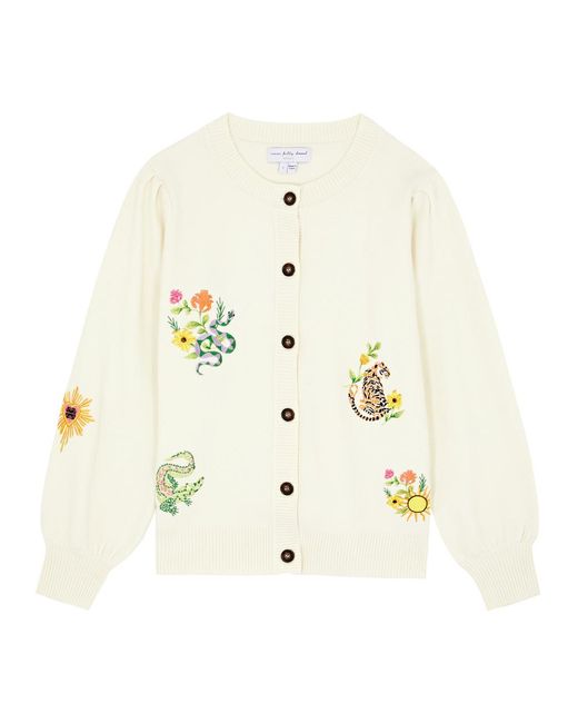 Never Fully Dressed White Embroidered Knitted Cardigan