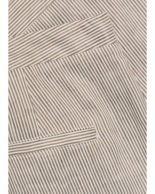 Vince Natural Ticking Striped Flared-Leg Linen And Cotton-Blend Trousers