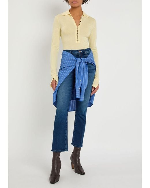 Mother Blue The Hustler Ankle Flared-Leg Jeans
