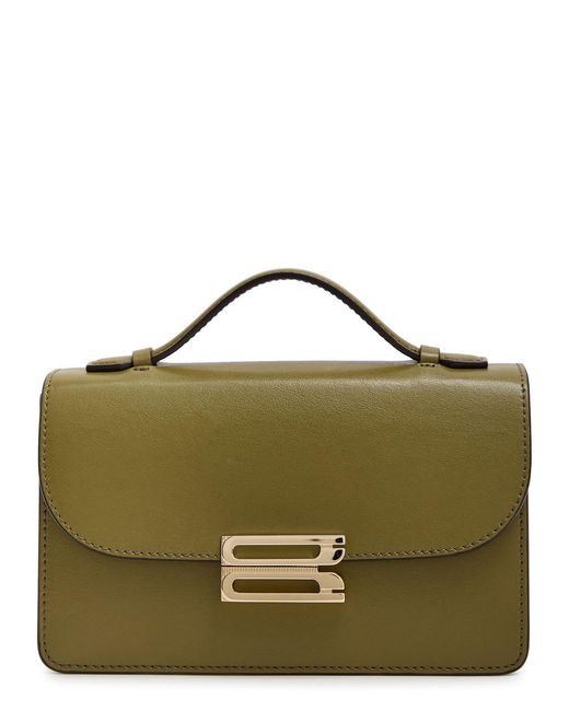Victoria Beckham Green Dorian Mini Grained-Leather Top Handle Bag