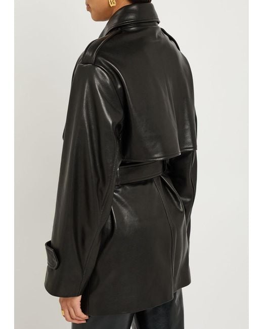 Nour Hammour Black Priya Belted Leather Jacket