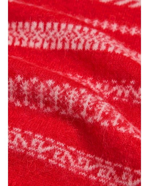 Isabel Marant Red Amity Fair Isle Brushed Alpaca-Blend Jumper