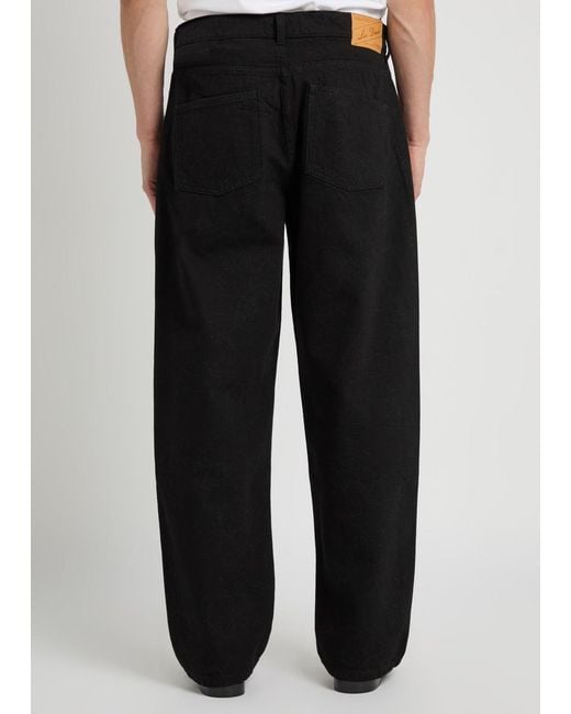 Les Deux Black Roi Floral Straight-Leg Print Denim Jeans for men