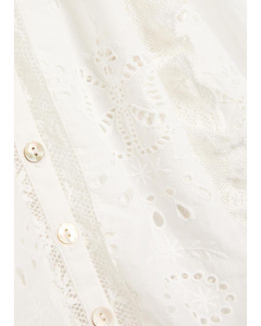 LoveShackFancy White Hawthorne Embroidered Cotton Top