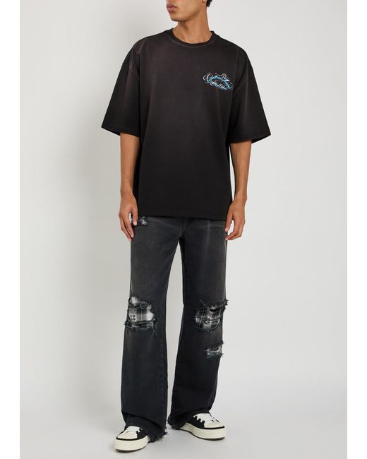 Amiri Black Crystal Script Printed Cotton T-Shirt for men