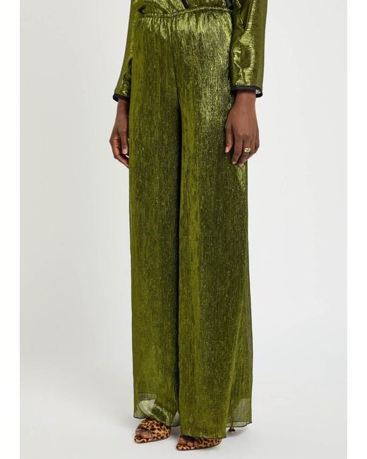 Forte_forte Green Lamé Voile Trousers