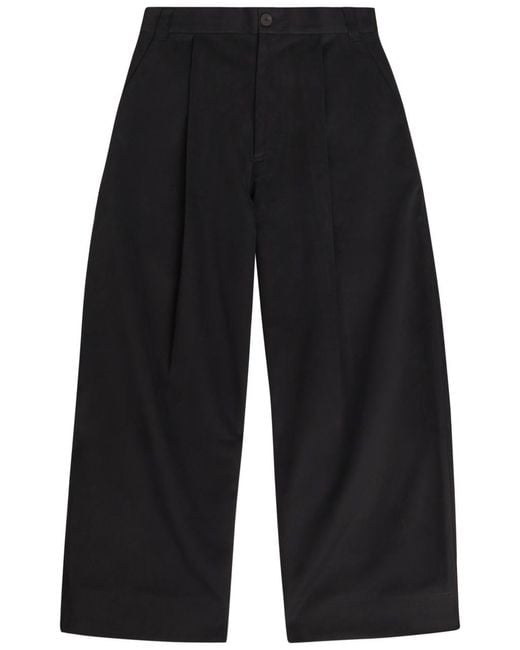 Studio Nicholson Blue Peached Pleated Wide-Leg Cotton-Twill Trousers for men