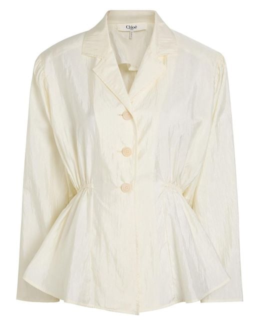 Chloé Natural Peplum Taffeta Blouse