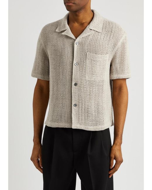 FRAME White Open-knit Linen Shirt for men