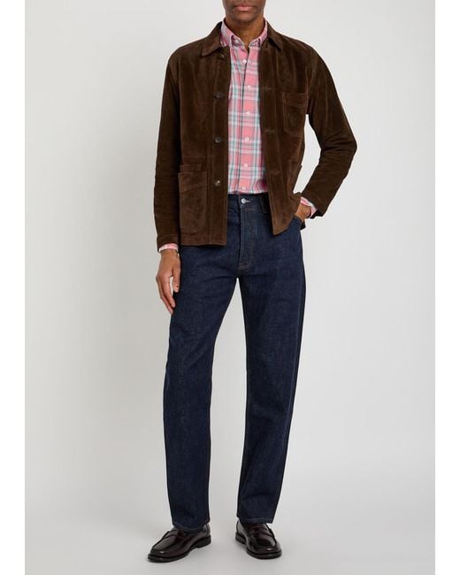Drake's Pink Plaid Cotton Shirt for men