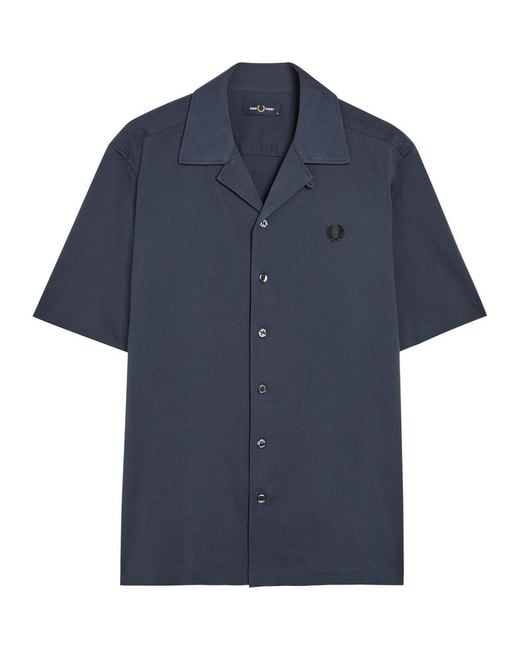 Fred Perry Blue Logo-Embroidered Piqué Cotton Shirt for men