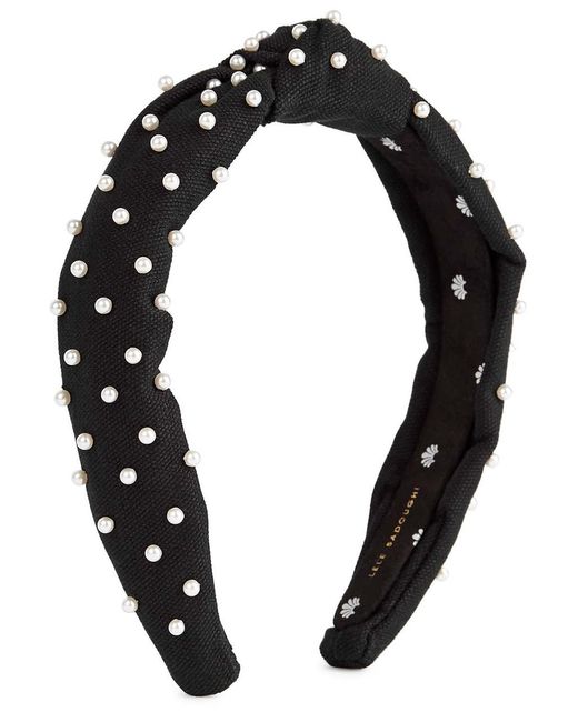Lele Sadoughi Black Faux Pearl-Embellished Headband