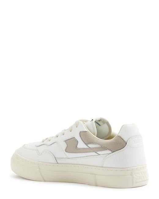 Stepney Workers Club White Pearl S-strike Panelled Leather Sneakers for men
